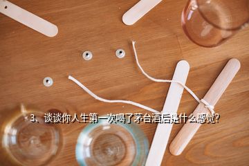 3、談談你人生第一次喝了茅臺酒后是什么感覺？