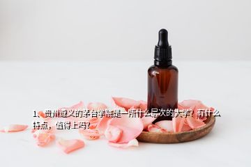 1、貴州遵義的茅臺學(xué)院是一所什么層次的大學(xué)？有什么特點，值得上嗎？