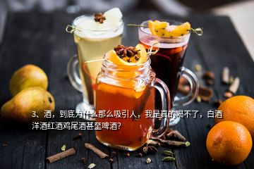 3、酒，到底為什么那么吸引人，我是真的喝不了，白酒洋酒紅酒雞尾酒甚至啤酒？