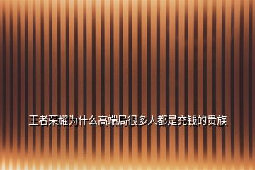 王者榮耀為什么高端局很多人都是充錢的貴族