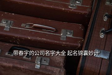 帶春字的公司名字大全 起名錦囊妙計