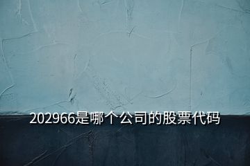 202966是哪個(gè)公司的股票代碼