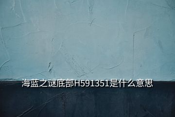 海藍(lán)之謎底部H591351是什么意思