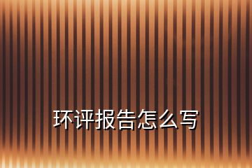 環(huán)評報告怎么寫