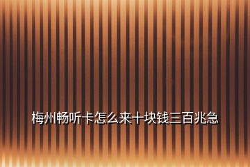 梅州暢聽(tīng)卡怎么來(lái)十塊錢(qián)三百兆急