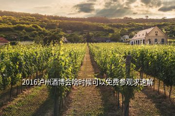 2016瀘州酒博會(huì)啥時(shí)候可以免費(fèi)參觀求速解