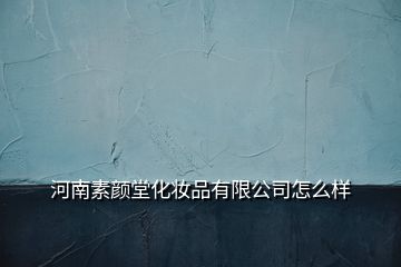 河南素顏堂化妝品有限公司怎么樣