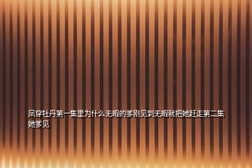 鳳穿牡丹第一集里為什么無暇的爹剛見到無暇就把她趕走第二集她爹見